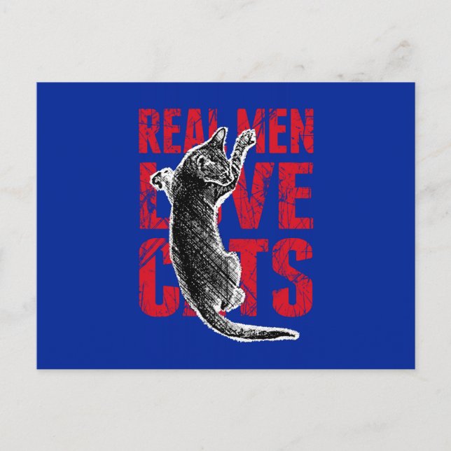 Real Men Liebe Katzen Postkarte (Vorderseite)