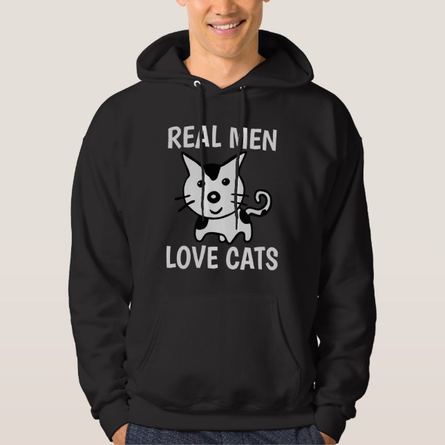 REAL MEN LIEBE KATZEN Schwarze T - Shirt & Jungs (Vorderseite)