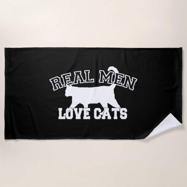 Real Men Liebe Katzen Silhouette Strandtuch (Vorderseite)