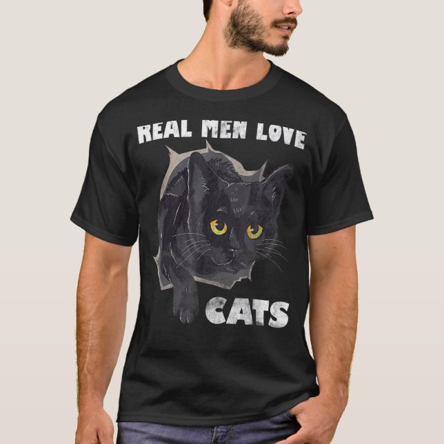 Real Men Liebe Katzen T-Shirt (Vorderseite)
