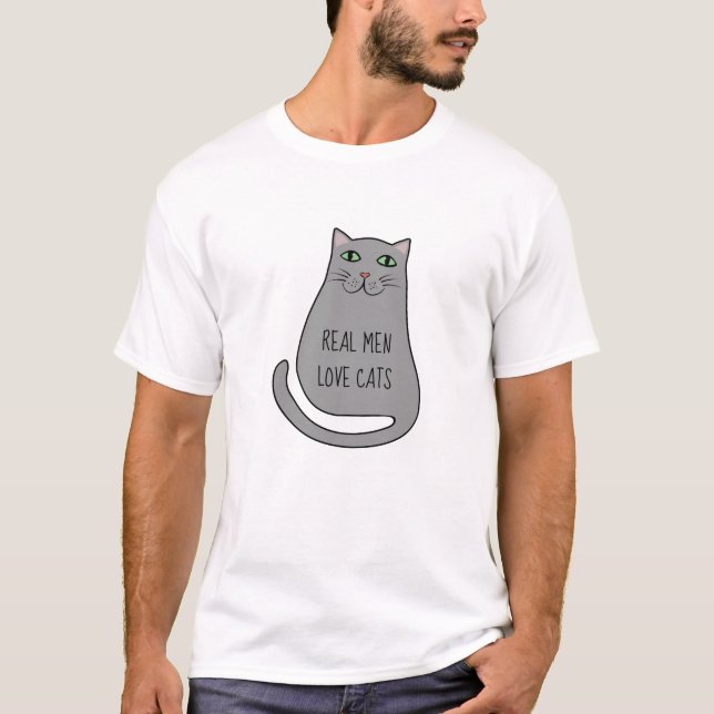 Real Men Liebe Katzen T Shirt für Katzen Vater (Vorderseite)