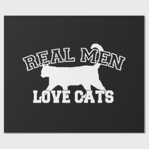 Real Men Liebe Katzen Weiße Silhouette Geschenkpapier