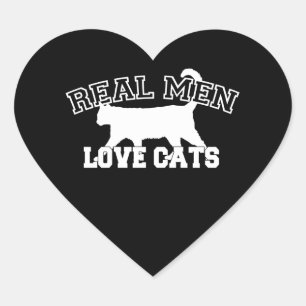 Real Men Liebe Katzen Weiße Silhouette Herz-Aufkleber