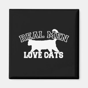 Real Men Liebe Katzen Weiße Silhouette Magnet