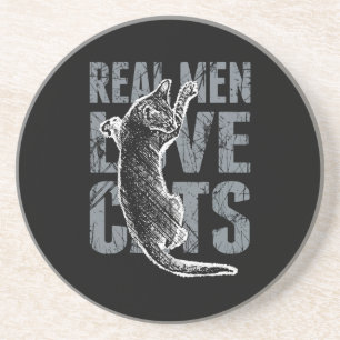 Real Men Love Cats in Distressed Style Sandstein Untersetzer