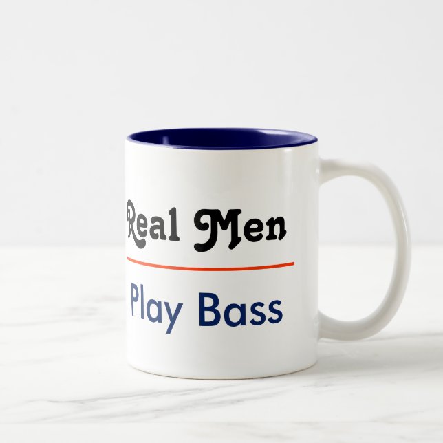 Real Men Play Bass Zweifarbige Tasse (Rechts)