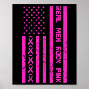 Real Men Rock Pink Ribbon Brustkrebs Bewusstsein Poster