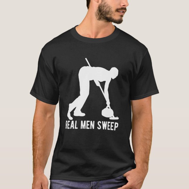 Real Men Sweep Curling Curler Ice Curl 2 T-Shirt (Vorderseite)