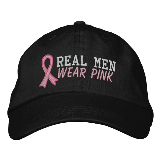 Real Men tragen Pink - Brustkrebs Bestickte Baseballkappe (Vorderseite)