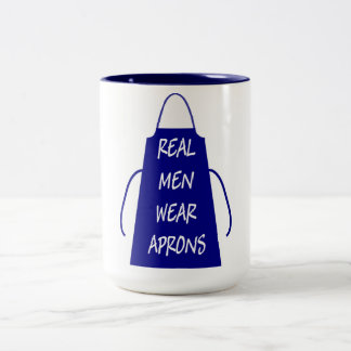 Real Men tragen Schürze (blau) Zweifarbige Tasse