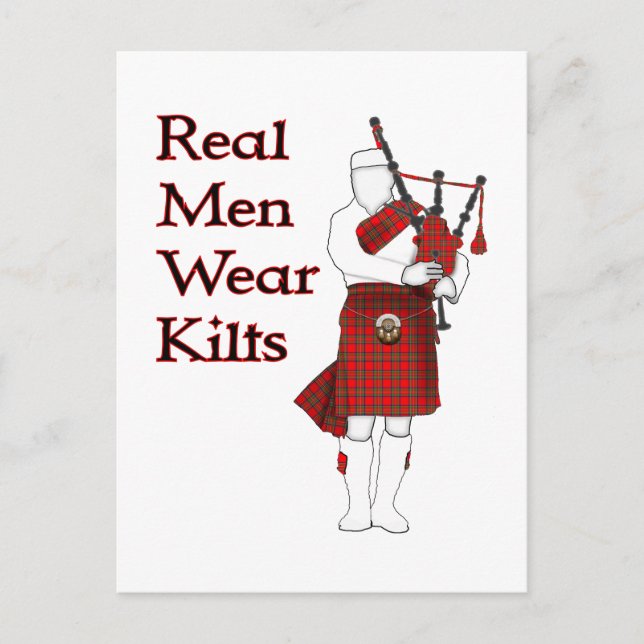 Real Men Wear Kilts Funny Scottish Postkarte (Vorderseite)