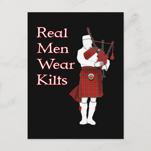 Real Men Wear Kilts Funny Scottish Postkarte (Vorderseite)