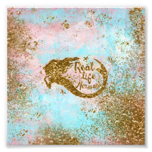 Real Mermaid Life - Glitzer Goldmedaille Fotodruck