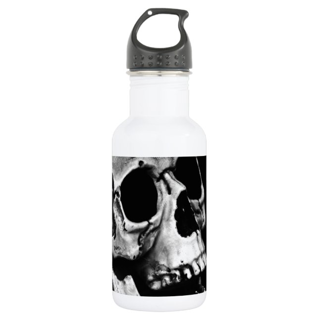Real Old Greyscale Skull Edelstahlflasche (Vorderseite)