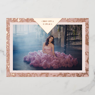 Real Rose Gold Extravagant Textur Spanisch Mis XV Folieneinladung