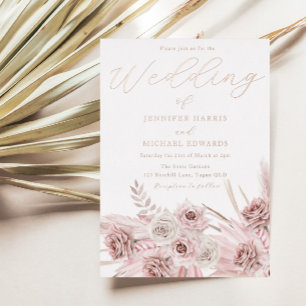 Real Rose Gold Foil Dusty Rose Boho Wedding Folieneinladung