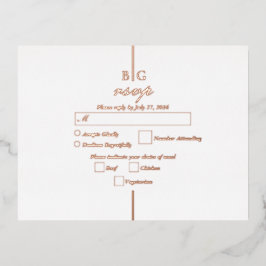 Real Rose Gold Foil Monogram Wedding RSVP Folie Einladungspostkarte