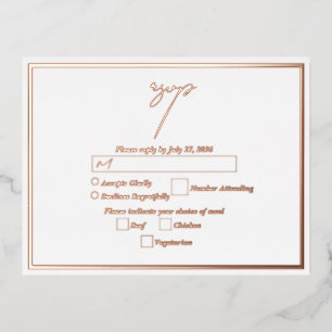 Real Rose Gold Foil White Wedding RSVP Folie Einladungspostkarte