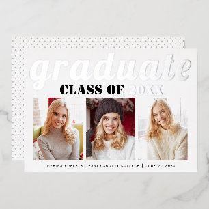 Real Silber-Folie Klasse 2023 Graduate Foto Folieneinladung
