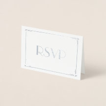 Real Silver Foil Art Deco Wedding RSVP Cards 3.5x5