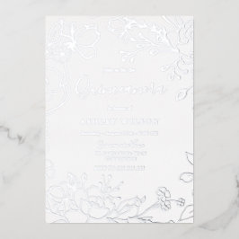 Real Silver Foil Blume Elegantes Quinceanera Party Folieneinladung
