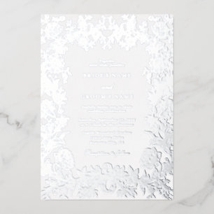 Real Silver Foil Elegante Botanische Hochzeit Folieneinladung