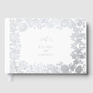 Real Silver Foil Elegante Botanische Hochzeit Gästebuch