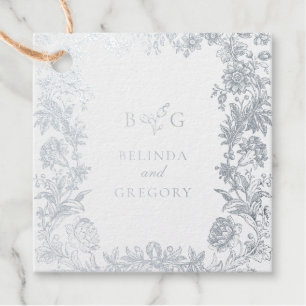 Real Silver Foil Elegante Botanische Hochzeit Geschenkanhänger