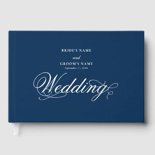 Real Silver Foil Elegante Luxury Blue Wedding Gästebuch