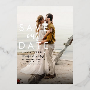Real Silver Foil Modern Save the Date Type Foto Folieneinladung