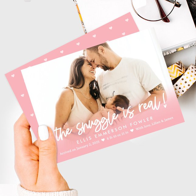 Real Snuggle Fun Baby Birth Ankündigung (Von Creator hochgeladen)