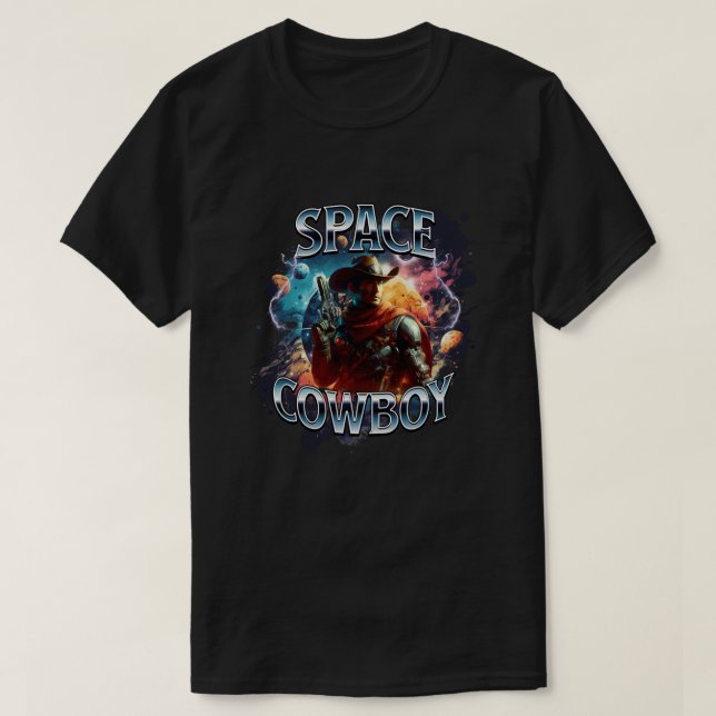 Real Space Cowboy im Weltraum T-Shirt (Design vorne)