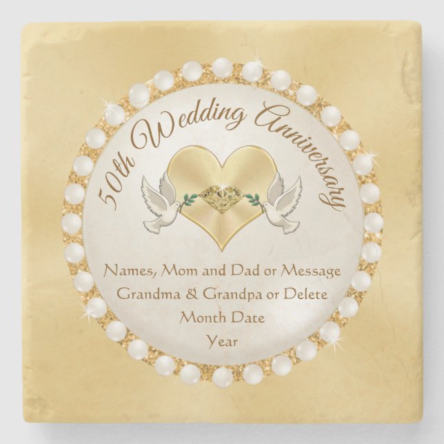 Real Stone Personalisiert 50 Jahre Untersetzer (Vorderseite)