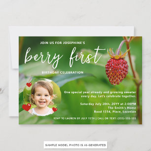Real Strawberry Foto Custom Berry Erster Geburtsta Einladung