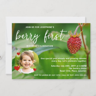 Real Strawberry Foto Custom Berry Erster Geburtsta Einladung