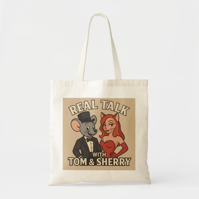 Real Talk with Tom and Sherry Cartoon Tote Tragetasche (Vorne)