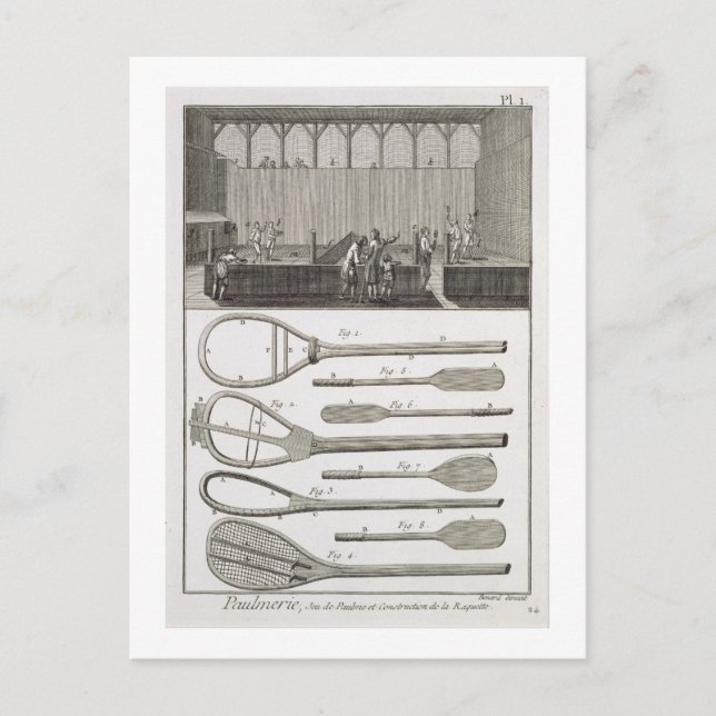 Real Tennis und der Bau von Schlägern aus Postkarte (Vorderseite)