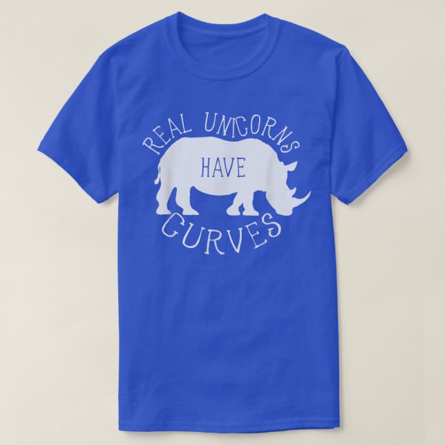 Real Unicorns haben Kurven Funny Rhino T-Shirt (Design vorne)