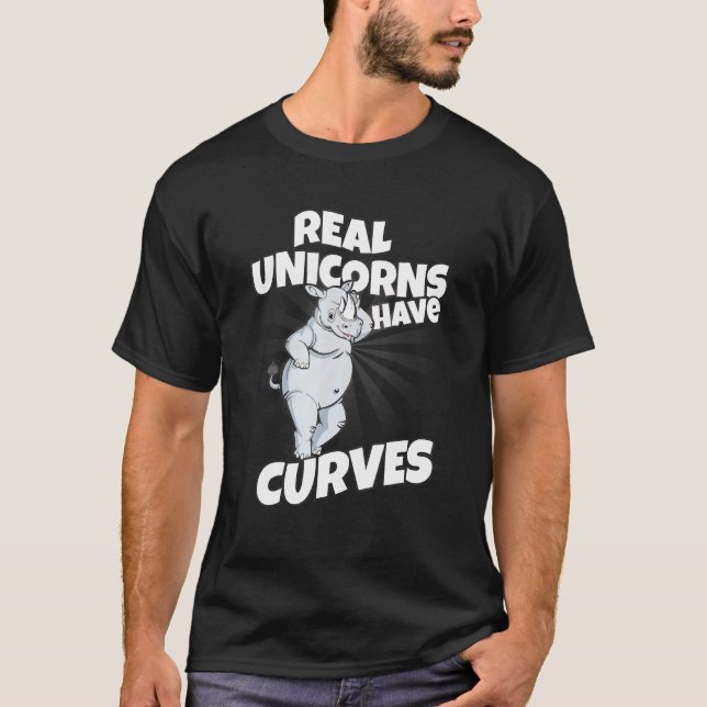 Real Unicorns haben Kurven Rhinocorn T-Shirt (Vorderseite)