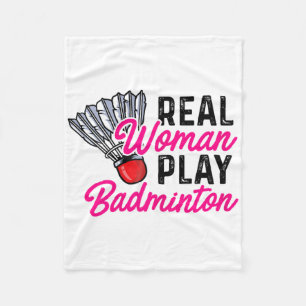 Real Woman Play Badminton Badminton Player Shuttle Fleecedecke