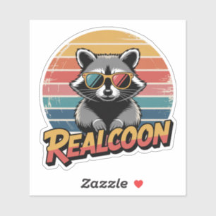 Realcoon Retro Waschbär Sonnenbrille Lustiger Aufk Aufkleber