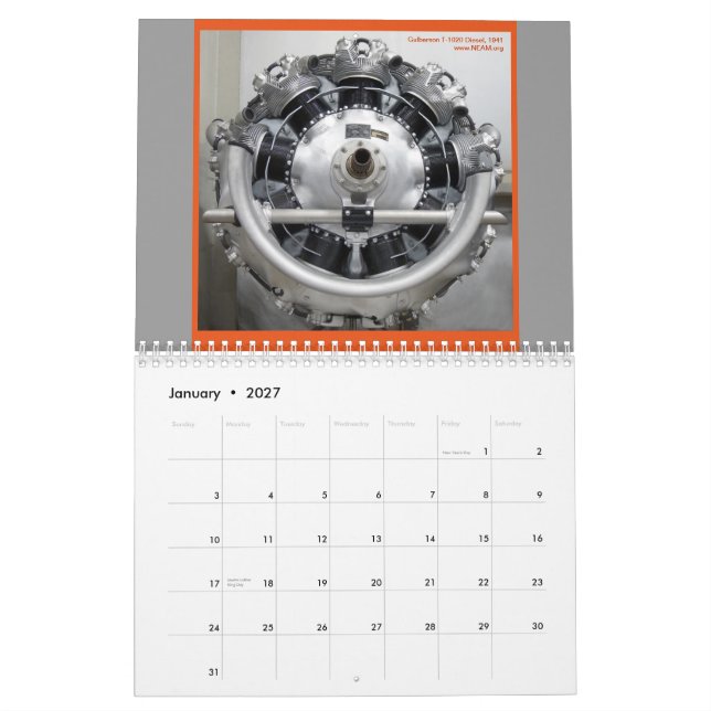 Reale Flugzeuge haben runde Motor 2013 Kalender (Jan 2027)