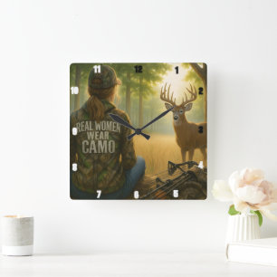 "REALE FRAUEN TRAGEN CAMOUFLAGE QUADRATISCHE WANDUHR
