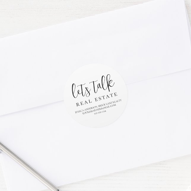 Reale Kontaktinformationen für Anwesen Runder Aufkleber (Let's Talk Real Estate Sticker)