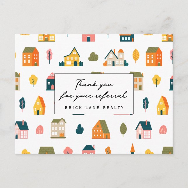 Reales Anwesen Referendum Vielen Dank Häuser Postkarte (Vorderseite)