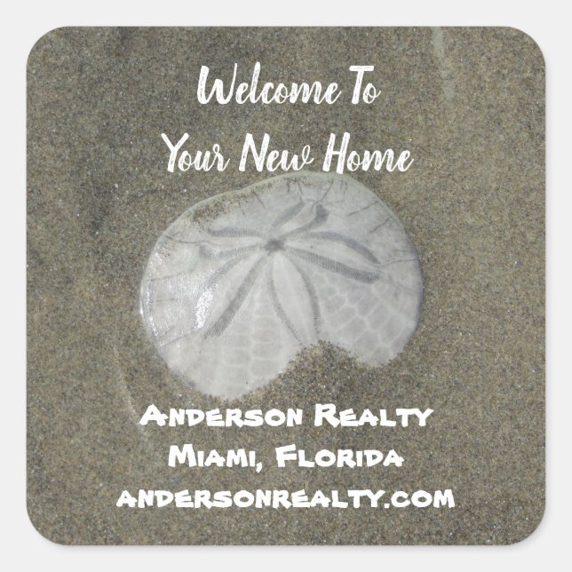 Reales Anwesen Sand Dollar Coastal Zuhause Sales P Quadratischer Aufkleber (Vorderseite)