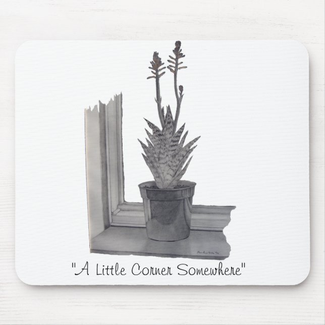 Realist noch Leben zeichnend Aloe Vera Pot Pflanze Mousepad (Vorne)
