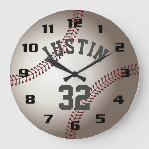 Realistic Baseball add you own Name and Number Große Wanduhr