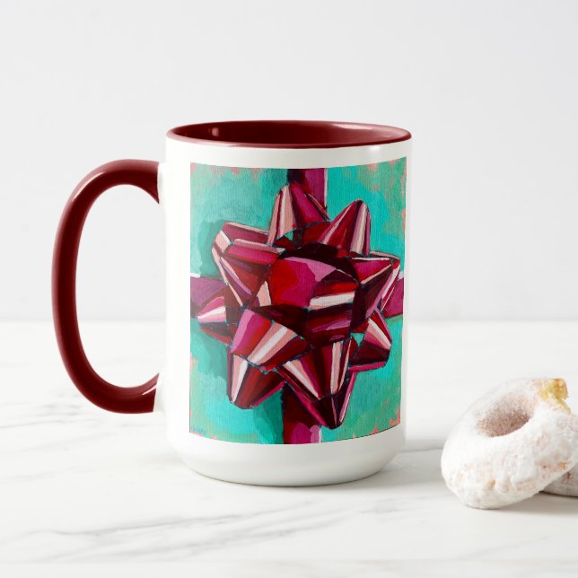Realistic Bow Painting - Holiday Decor Tasse (Mit Donut)