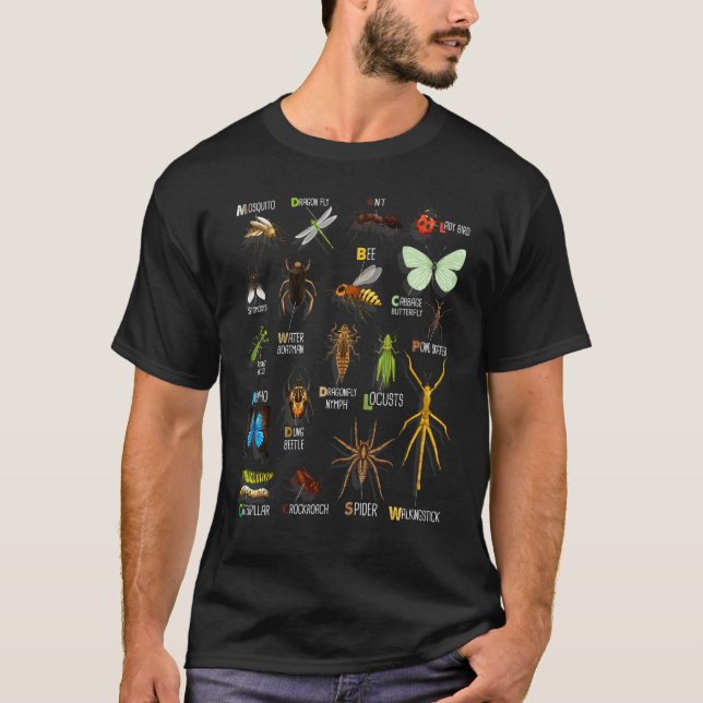 realistic bugs Collection chart Species insect Ent T-Shirt (Vorderseite)